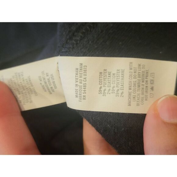 Aerie Wonder Sweetshirt Women's Large Black Grey Thermal Waffle Cozy Oversized - Picture 5 of 5